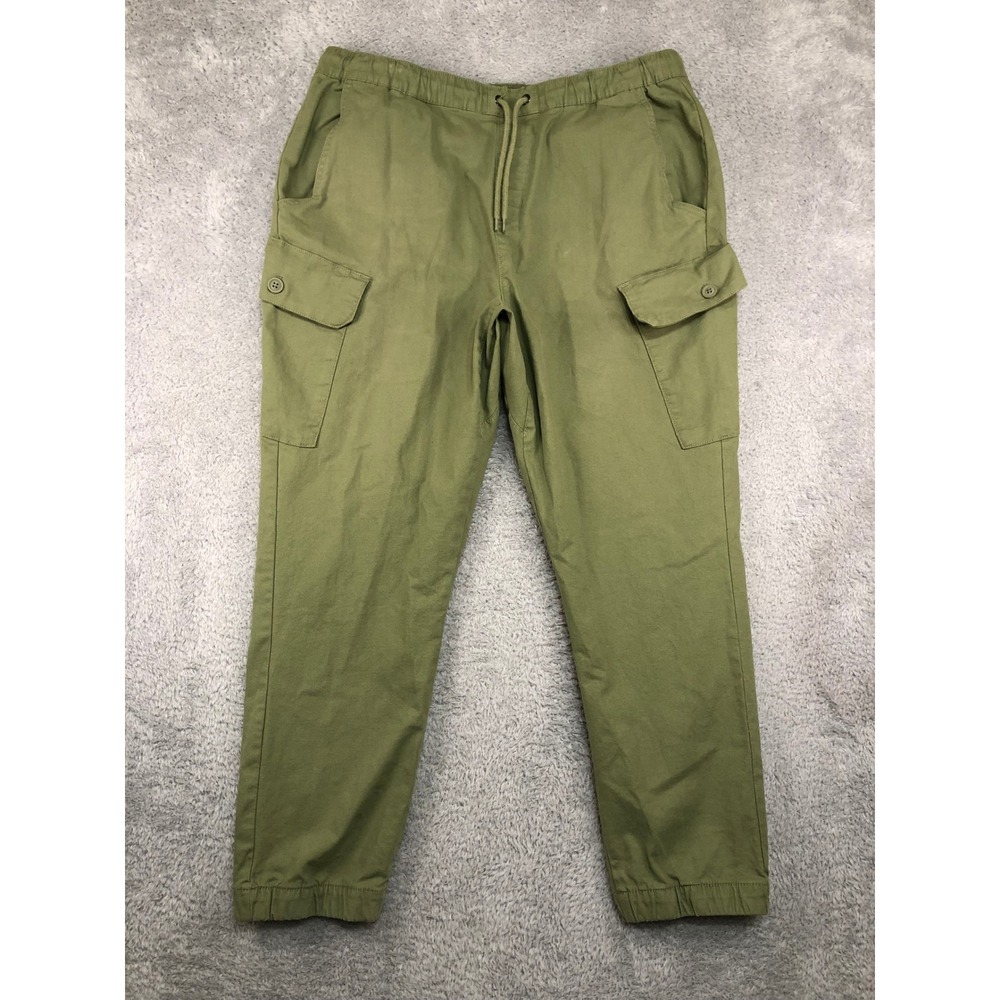 Airwalk Cargo Joggers Men 2XL (38x29) Green Canvas Elastic Waist Drawstring